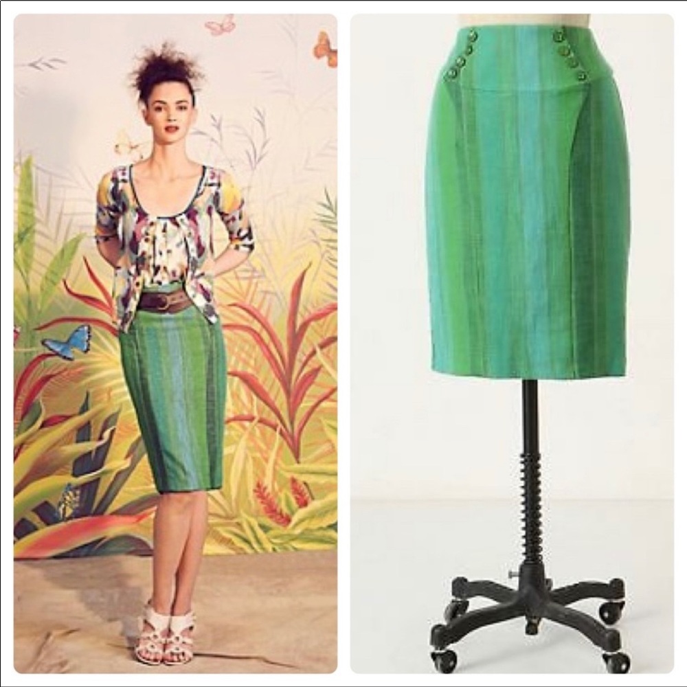 Anthro, Eva Franco Dreaming in Green Woven Skirt